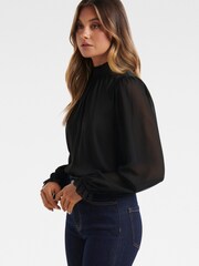 Forever New Black Heidi High Neck Blouse - Image 3 of 4