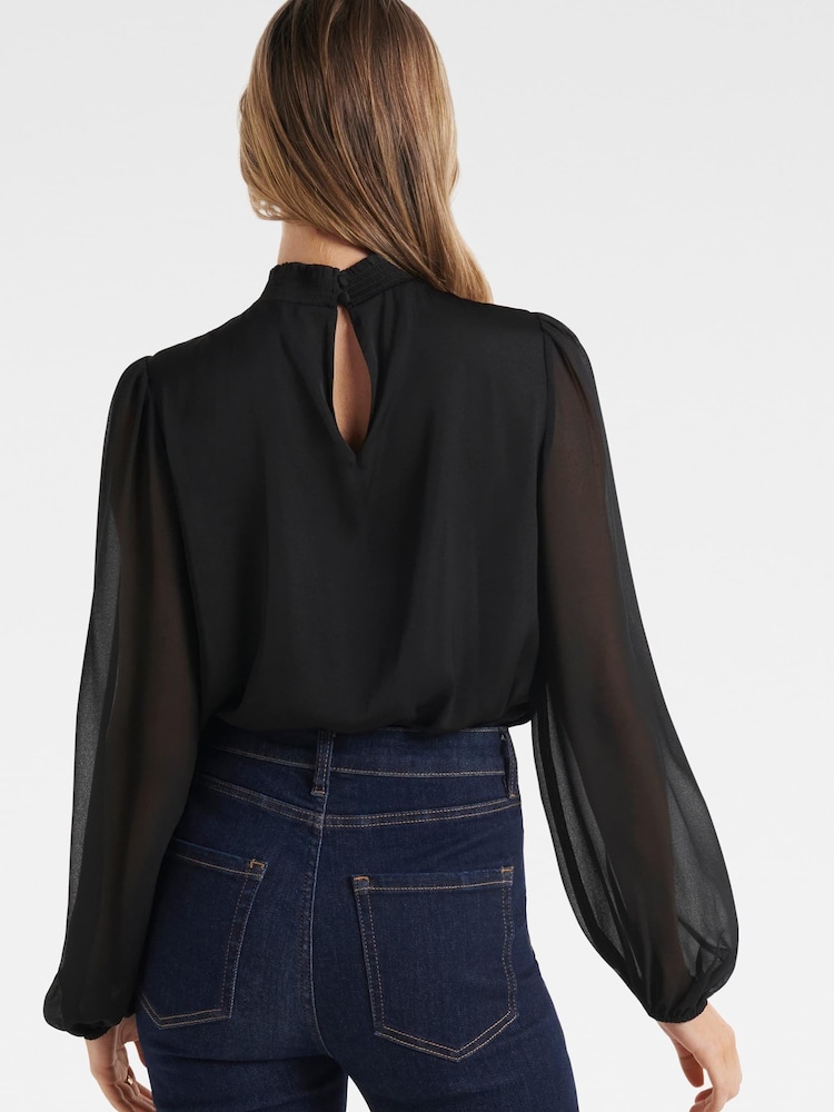 Forever New Black Heidi High Neck Blouse - Image 4 of 4 Forever New Black Heidi High Neck Blouse - Image 4 of 4