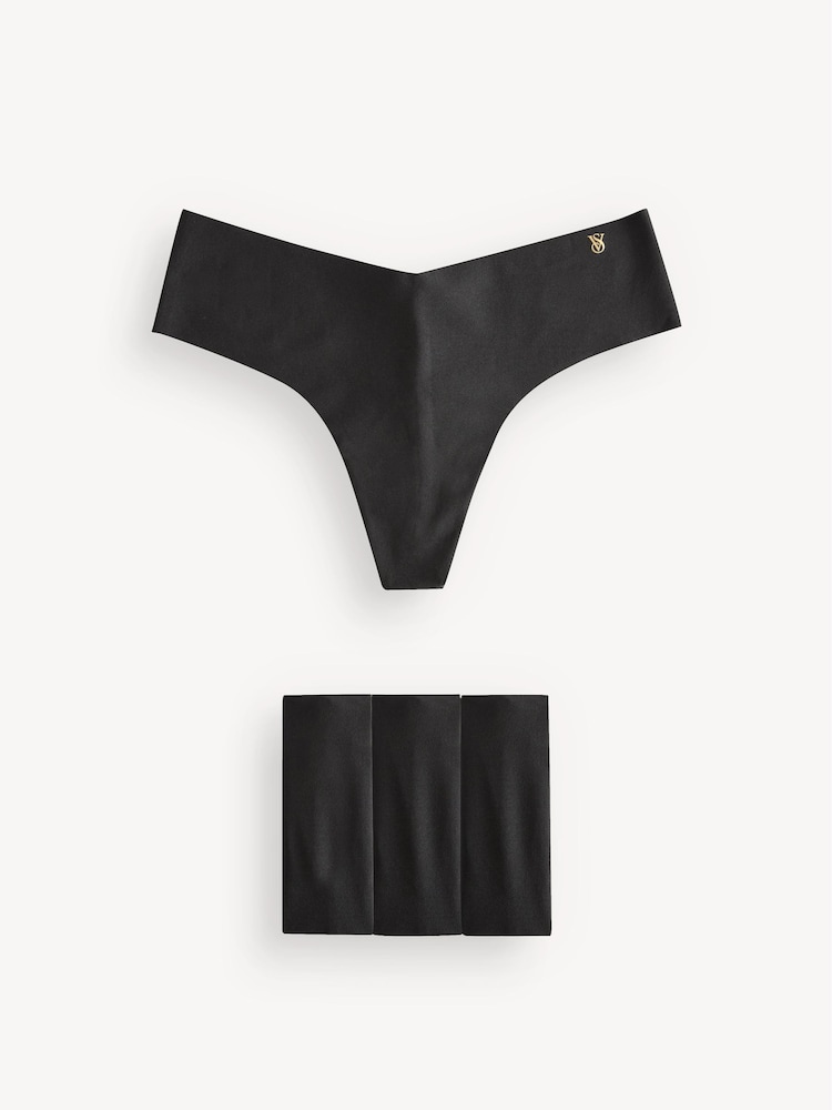 Victoria's Secret Black Thong 4 Pack Knickers - Image 1 of 5