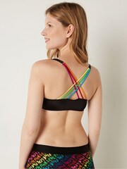 Victoria's Secret PINK Black Rainbow Trim Push Up Front Fastening T-Shirt Bra - Image 2 of 4