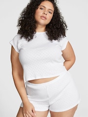 Victoria's Secret PINK Optic White Heart Pointelle Short Pyjama Set - Image 1 of 3