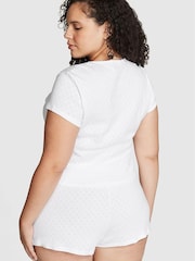 Victoria's Secret PINK Optic White Heart Pointelle Short Pyjama Set - Image 2 of 3