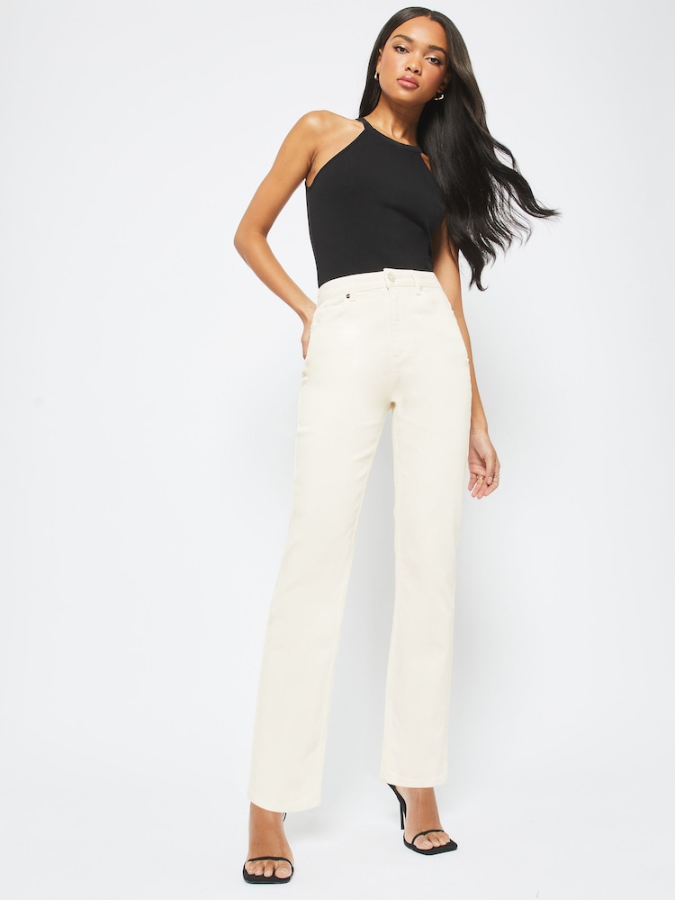 Lipsy White High Waist Straight Leg Jeans - Image 3 of 4