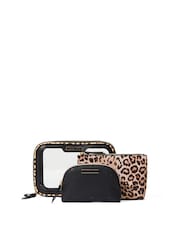 Victoria's Secret Luxe Leopard Brown Travel Trio Makeup Bag - Image 1 of 3