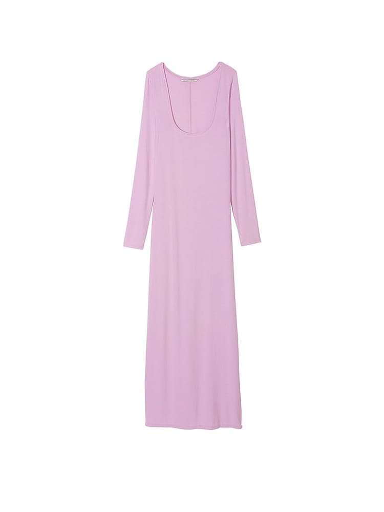 Victoria's Secret Violet Sugar Purple Ribbed Modal Long Slip Dress - Image 3 of 3 Victoria's Secret Violet Sugar Purple Ribbed Modal Long Slip Dress - Image 3 of 3