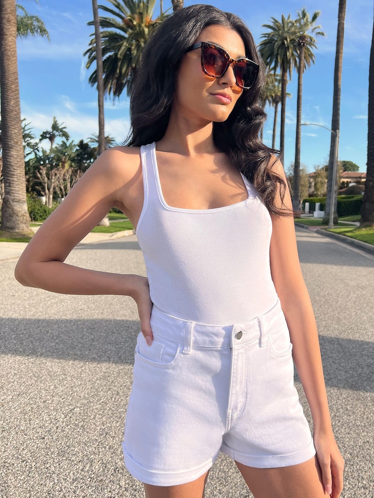 Friends Like These White Summer Denim Boyfriend Shorts - Image 1 of 3 Friends Like These White Summer Denim Boyfriend Shorts - Image 1 of 3