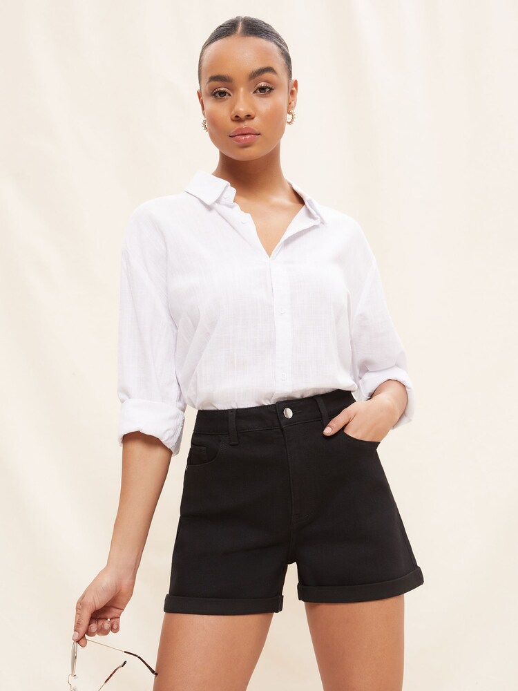 Friends Like These Black Summer Denim Boyfriend Shorts - Image 1 of 4 Friends Like These Black Summer Denim Boyfriend Shorts - Image 1 of 4