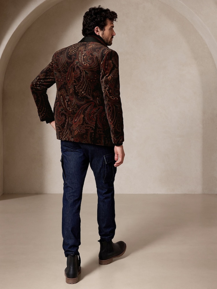 Banana Republic Black Valois Paisley Velvet Blazer - Image 2 of 5