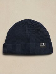Banana Republic Navy Blue Ribbed Cotton Beanie Hat - Image 1 of 1