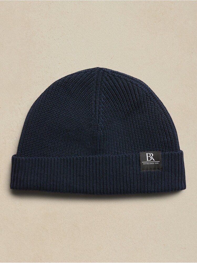 Banana Republic Navy Blue Ribbed Cotton Beanie Hat - Image 1 of 1