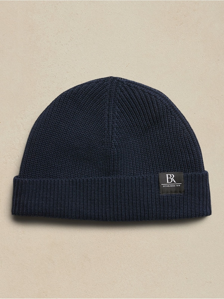Banana Republic Navy Blue Ribbed Cotton Beanie Hat - Image 1 of 1 Banana Republic Navy Blue Ribbed Cotton Beanie Hat - Image 1 of 1