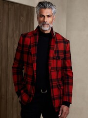 Banana Republic Red Val Plaid Suit Jacket - Image 1 of 5