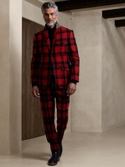 Banana Republic Red Val Plaid Suit Jacket - Image 3 of 5