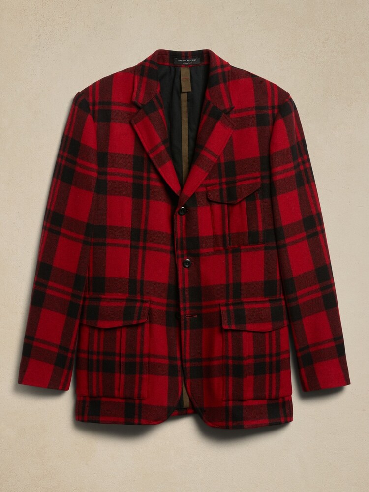 Banana Republic Red Val Plaid Suit Jacket - Image 5 of 5