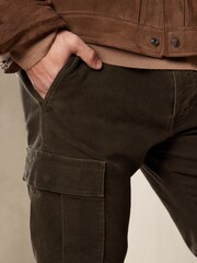 Banana Republic Green Brushed Traveler Cargo Trousers - Image 3 of 4