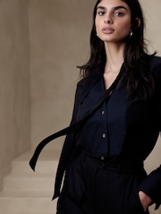 Banana Republic Black Alchemy Silk Tuxedo Longline Tunic Shirt - Image 3 of 3