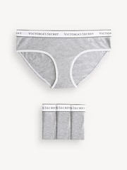 Victoria's Secret Grey Heather Hipster Logo 4 Pack Knickers - Image 1 of 5