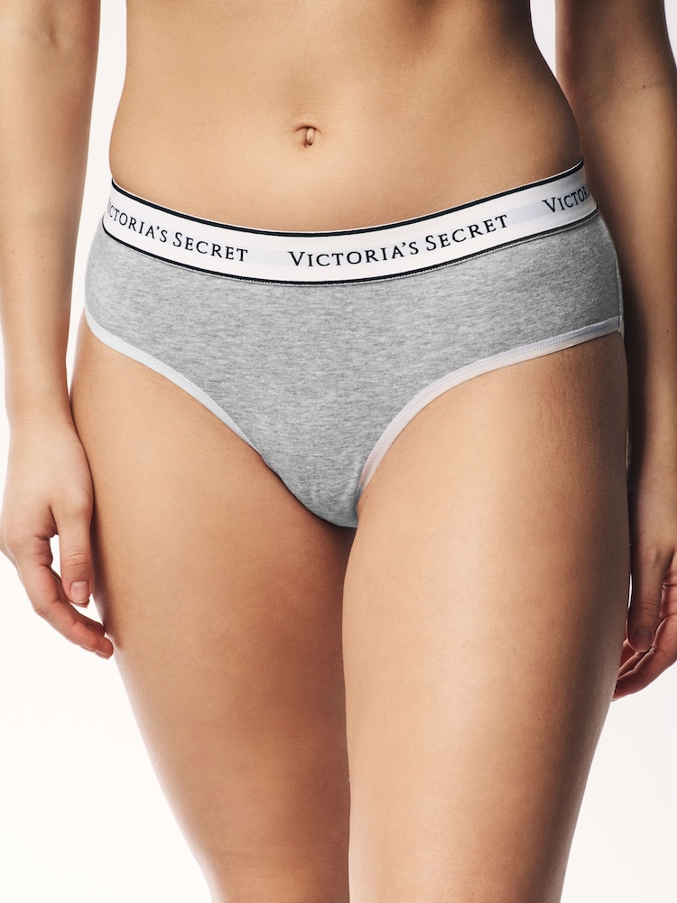 Victoria's Secret Grey Heather Hipster Logo 4 Pack Knickers - Image 2 of 5