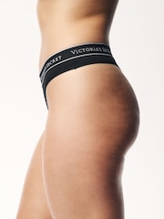 Victoria's Secret Black Thong Logo 4 Pack Knickers - Image 5 of 5