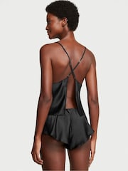 Victoria's Secret Black Satin Open Back Cami Set - Image 2 of 3