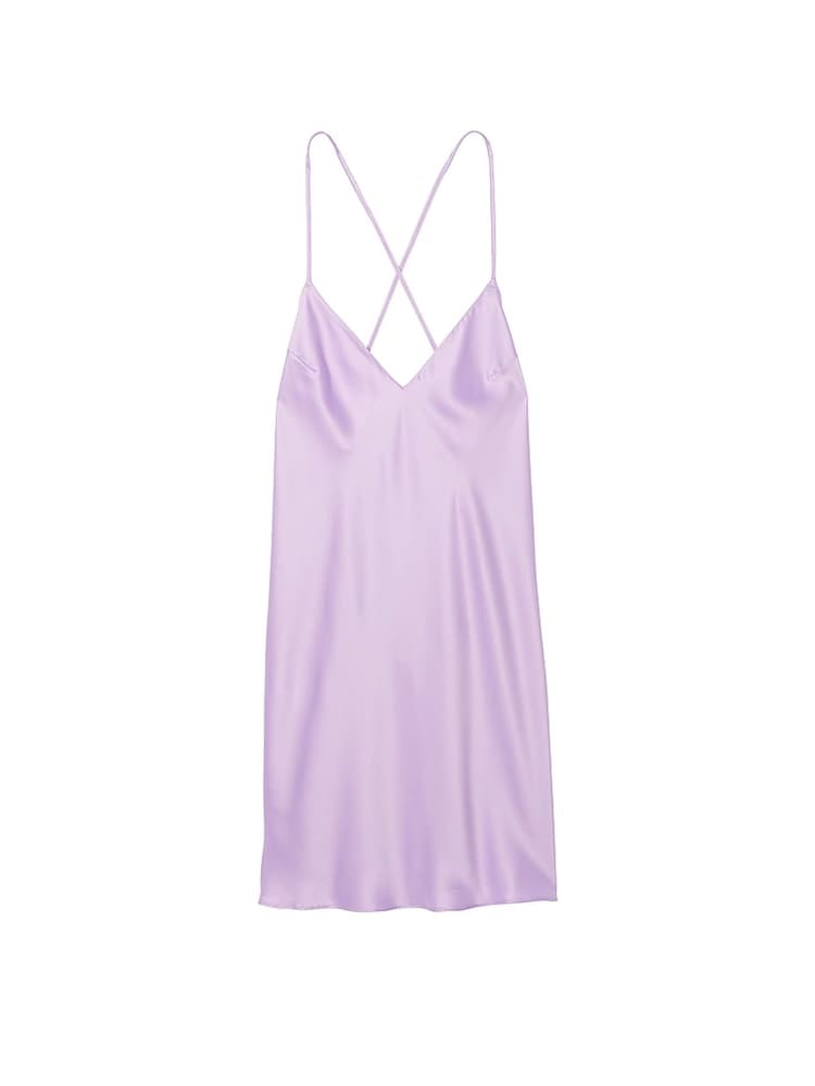 Victoria's Secret Unicorn Purple Satin Open Back Slip - Image 2 of 3 Victoria's Secret Unicorn Purple Satin Open Back Slip - Image 2 of 3