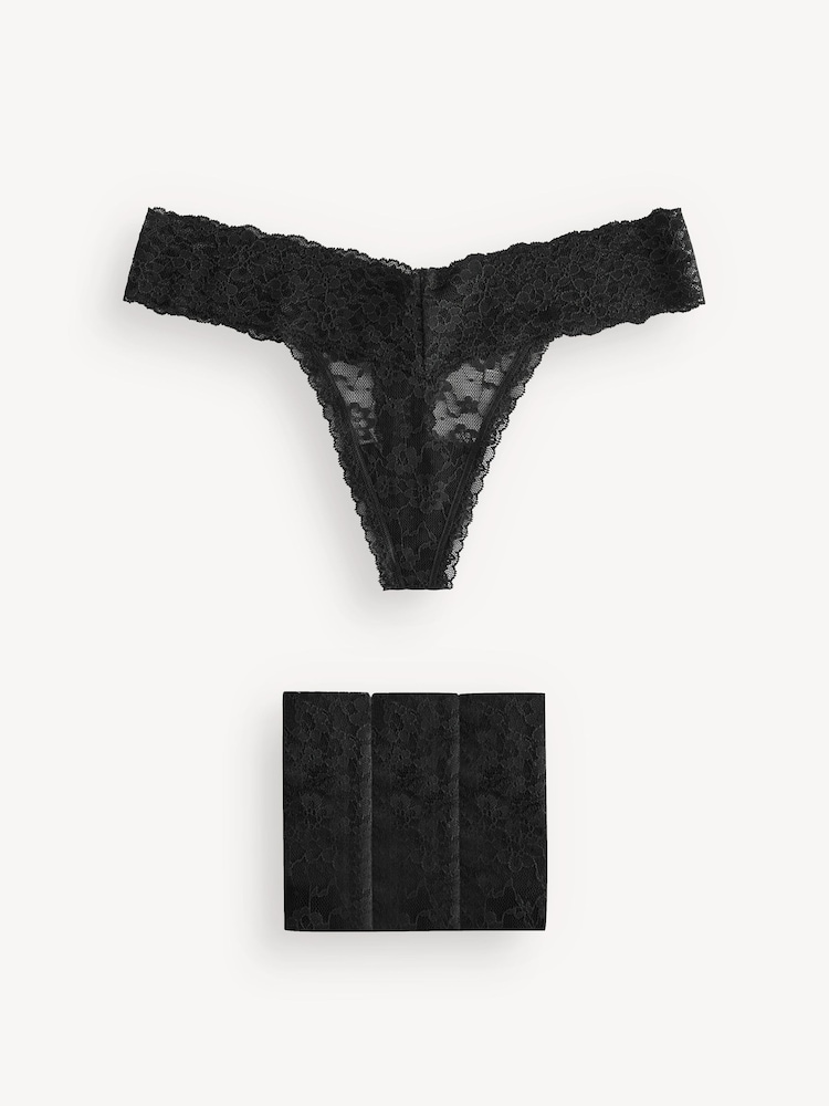Victoria's Secret Black Thong 4 Pack Knickers - Image 1 of 5
