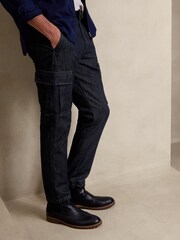 Banana Republic Blue Tapered Denim Cargo trousers - Image 3 of 5
