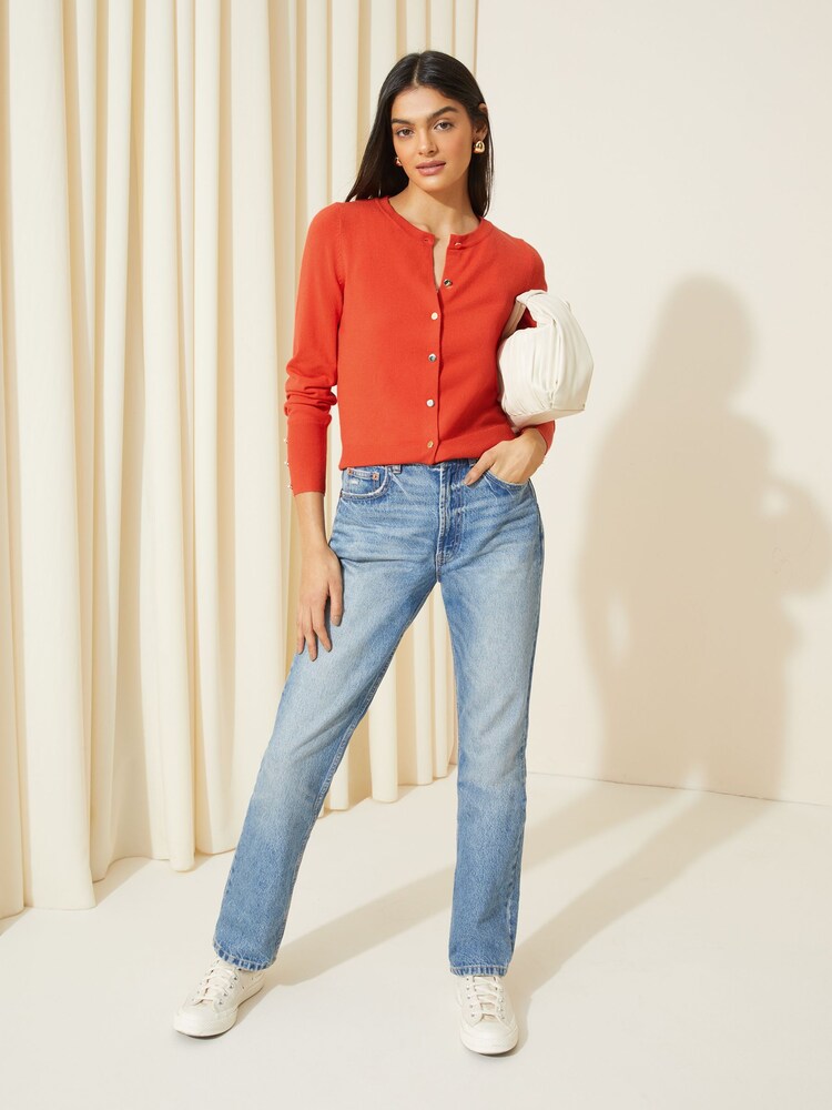 Friends Like These Red Crew Neck Cardigan - Image 2 of 4 Friends Like These Red Crew Neck Cardigan - Image 2 of 4
