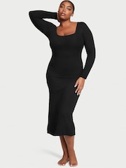 Victoria's Secret Black Ribbed Modal Long Slip Dress - Image 1 of 3