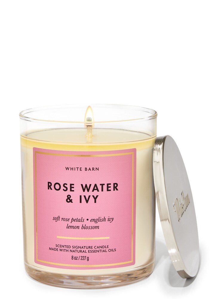 Bath & Body Works Rosewater And Ivy Signature Single Wick Candle 8 oz / 227 g - Image 1 of 1