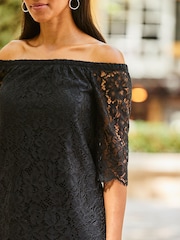 Sosandar Black Lace Bardot Top - Image 4 of 5