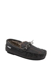 Dunlop Black Regular Fit Full Shoe Faux Fur Lined Slippers - Men's - Image 1 of 4