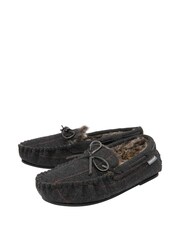 Dunlop Black Regular Fit Full Shoe Faux Fur Lined Slippers - Men's - Image 2 of 4