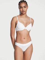 Victoria's Secret Vs White Logo Waist Pointelle Thong Panty - Image 1 of 3