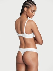 Victoria's Secret Vs White Logo Waist Pointelle Thong Panty - Image 2 of 3