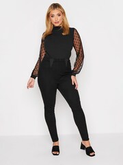 Yours Curve Black Side Split Elastic Insert Jegging - Image 2 of 4