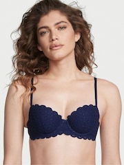 Victoria's Secret Ensign Navy Blue Lightly Lined Demi Broderie Scalloped Trim Bra - Image 1 of 3