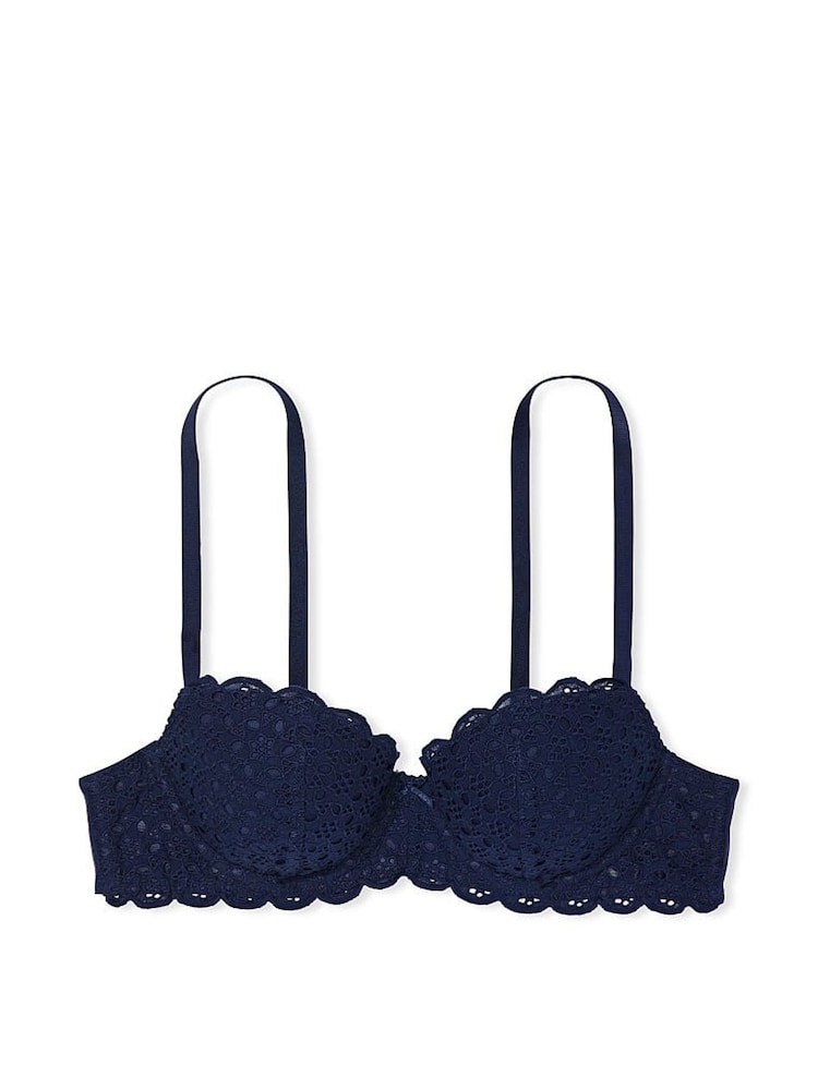 Victoria's Secret Ensign Navy Blue Lightly Lined Demi Broderie Scalloped Trim Bra - Image 3 of 3