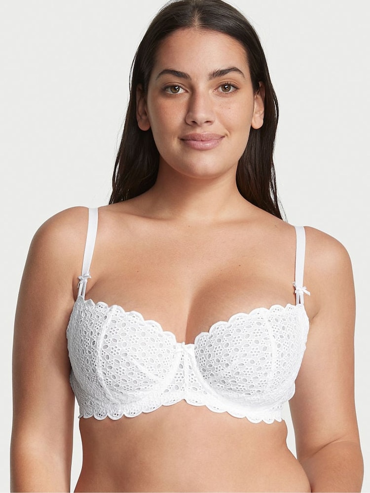 Victoria's Secret White Unlined Balcony Broderie Scalloped Trim Bra - Image 1 of 4