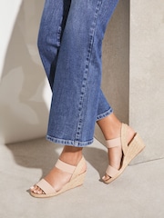 Lipsy Nude Pink Wide Fit Elastic Low Wedge Espadrille Sandal - Image 1 of 4
