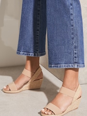 Lipsy Nude Pink Wide Fit Elastic Low Wedge Espadrille Sandal - Image 2 of 4