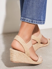 Lipsy Nude Pink Wide Fit Elastic Low Wedge Espadrille Sandal - Image 3 of 4