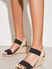 Lipsy Black Wide Fit Elastic Low Wedge Espadrille Sandal - Image 4 of 4