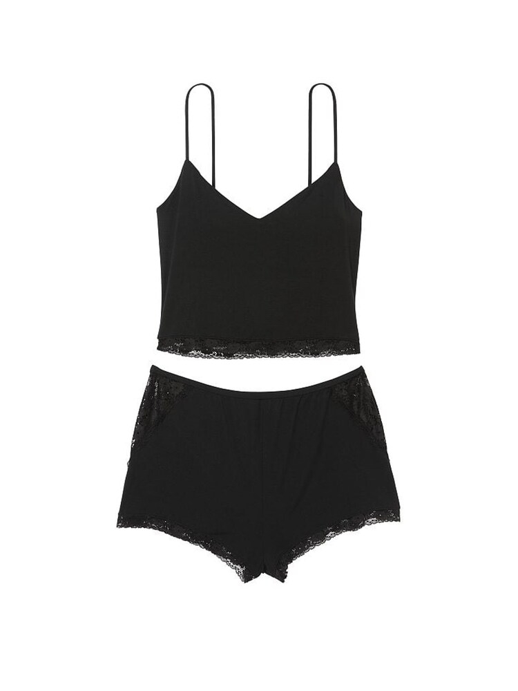 Victoria's Secret Black Crop Topped Modal Cami Top Set - Image 3 of 3 Victoria's Secret Black Crop Topped Modal Cami Top Set - Image 3 of 3