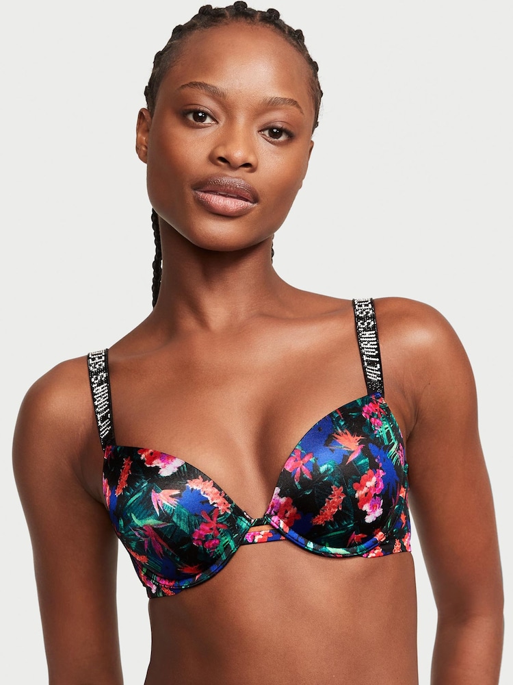 Victoria's Secret Moonlit Tropical Green Smooth Shine Strap Push Up Bra - Image 1 of 3