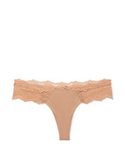 Victoria's Secret Sweet Praline Nude Lace Trim Thong Knickers - Image 1 of 1