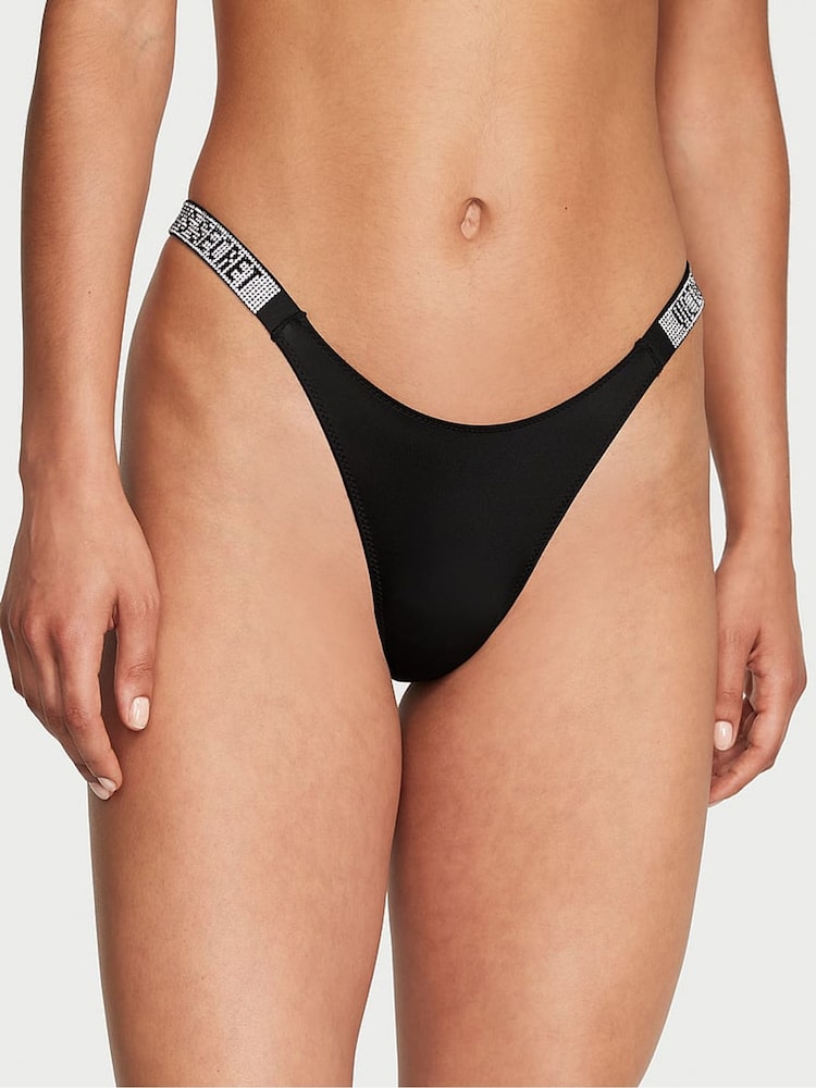 Victoria's Secret Black Brazilian Shine Strap Knickers - Image 1 of 4