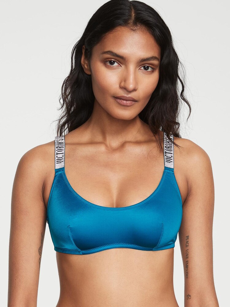 Victoria's Secret Evening Tide Blue Non Padded Shine Strap Swim Bikini Top - Image 1 of 3 Victoria's Secret Evening Tide Blue Non Padded Shine Strap Swim Bikini Top - Image 1 of 3