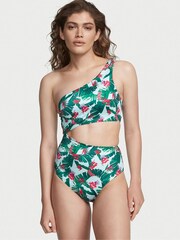 Victoria's Secret Blue Palm One Shoulder Swimsuit - Image 1 of 3