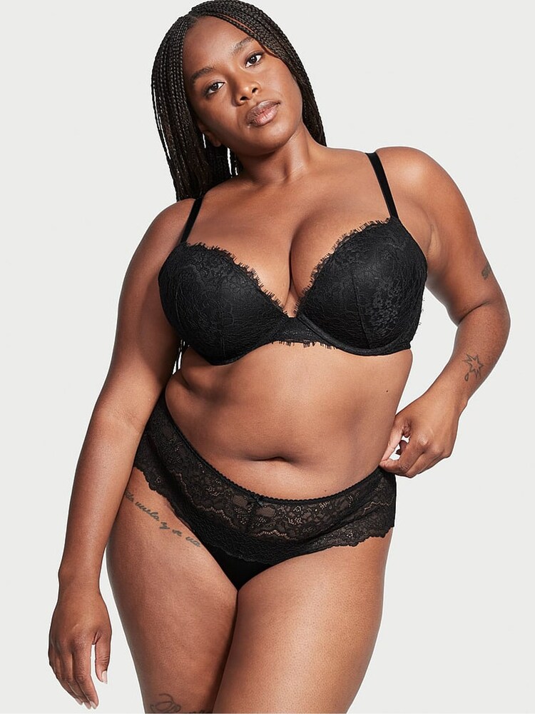 Victoria's Secret Black Lace Hipster Thong Knickers - Image 1 of 3 Victoria's Secret Black Lace Hipster Thong Knickers - Image 1 of 3